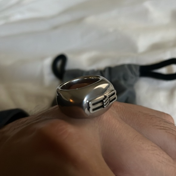 BB Icon Signet Ring in Antique Silver Brass - Picture 1 of 5